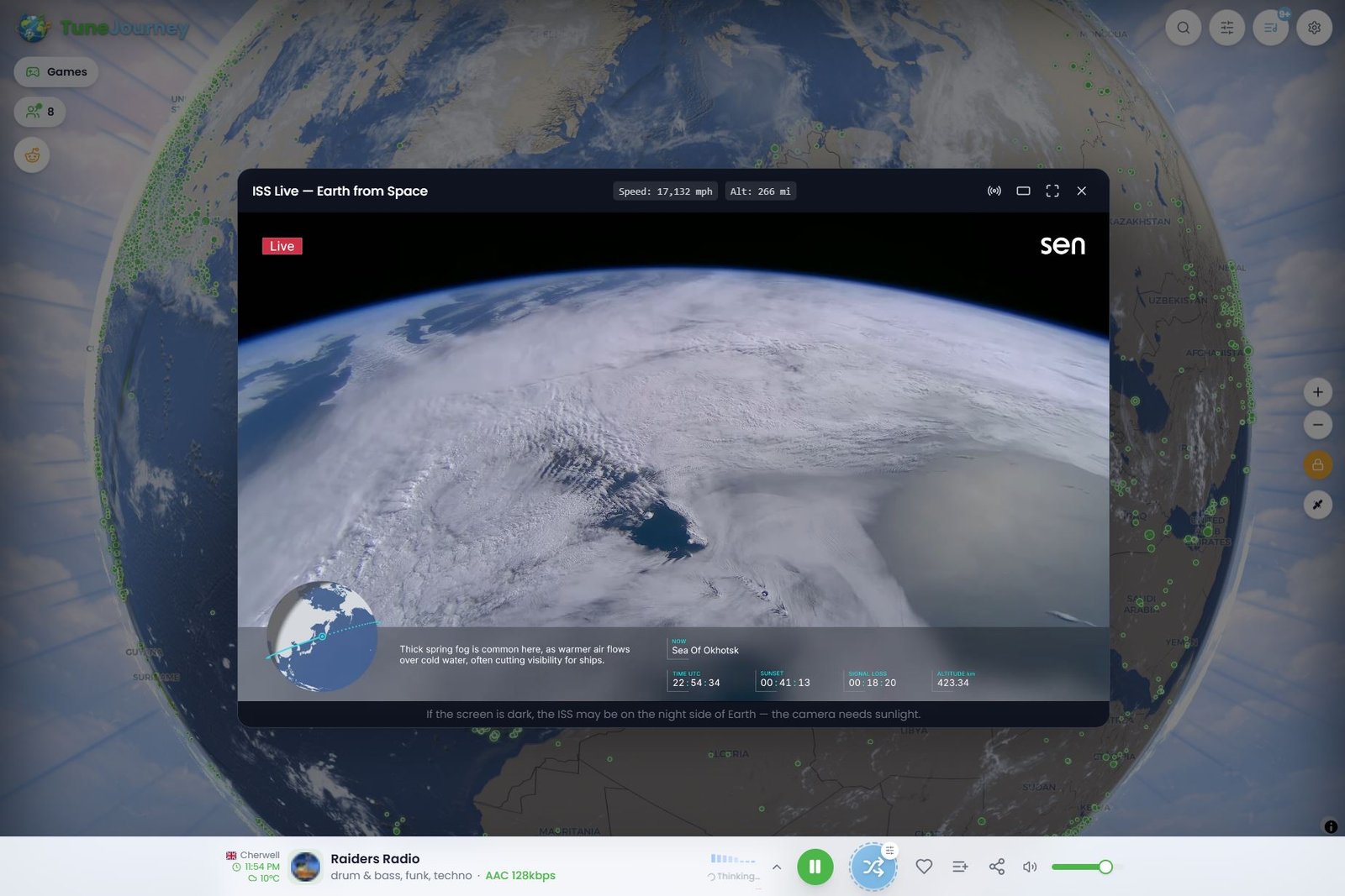 TuneJourney ISS Auto-Tune with live Earth camera feed from space